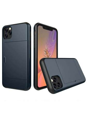 1pc Premium PC Sliding Card Color Changing Anti-Dust Anti-Slip Phone Case Compatible With IPhone 11 12 13 14 15 16 17 Pro Max, S21 S22 S23 S24 [The Black Protective Parts At The Top And Bottom Are Only Available For Some Models Due To Different Size Designs For Each Model]
