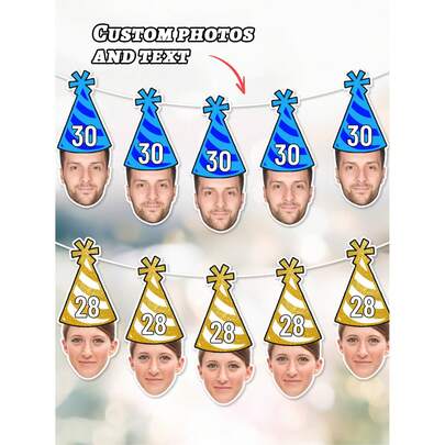 Bộ 7/14/21 chiếc banner sinh nhật tùy chỉnh, banner ảnh sinh nhật tùy chỉnh, banner chân dung, banner sinh nhật cá nhân hóa, mọi lứa tuổi, đa chức năng, chống nấm mốc, trang trí, dành cho gia đình.