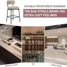 Dyhome Bar Stools Set Of 3, 27 Inches Counter Height Bar Stools With Back, Modern Upholstered Boucle Barstools For Kitchen Island, With Metal Leg And Cushion, Furniture Living Room ,Christmas Gifts. - Xám - Xem 7