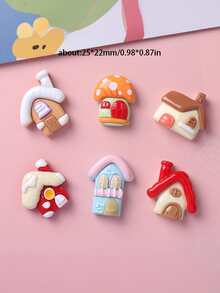10/30pcs Assorted Cartoon Glossy Small House Shape DIY Resin Accessories For Hairpin, Phone Case, Cup, Hair Decor
