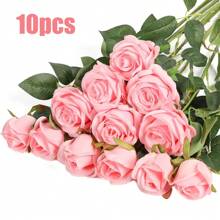100pcs Artificial Pink Roses, Fake Flowers, Suitable For DIY Wedding Bouquets, Tabletop Decor, Bridal Shower, Valentine's Day Decoration, Baby Shower, Home Decor, Etc. - Pink - View 9