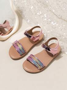 Sandalias de playa versátiles de moda de color oro rosa para niñas