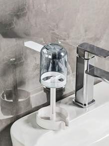 1PC Travelware Toothbrush Cup Holder With Drainage And Storage, Hot Water, Toothpaste, Electric Toothbrush And Mouthwash Cup Holder, Mouthwash Cup Set Multi-Functional Dustproof, Bathroom Countertop Mouthwash Cup Organizer, Bathroom Supplies, Travel Accessories, Household Supplies, Wash Cups Back To School