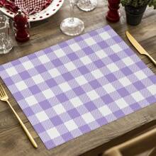 4pcs/Set Black & White Checkered Striped Placemats, Minimalist Brown, Blue, Purple, Pink, Green, Red Checkerboard Table Mats, Morandi Colors Linen Dining Placemats, For Kitchen, Home, Party, Tabletop Decor, 12x16.5 Inch - Multicolor - View 21