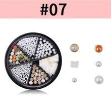 6 Grid 3D Nail Decoration Pendant Alloy Butterfly Shell Seahorse Starfish Pearl Ruby Color Round Beads 3D Metal Pendant Suitable For Nail Art Jewelry Making Technology DIY Nail Charms Nail Gems Nail Supplies