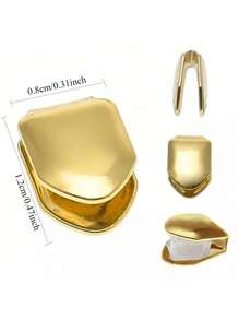 THATBOY 4pcs Fashionable Personalized Grillz, Single Shiny Bronze Minimalist Cool Grillz, Unisex Gift - Multicolor - View 15