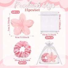 3pcs/15pcs/Set Bridal Shower Gifts, Bridesmaid Hairband Proposal Gifts, Including Flower Claw Clips, Satin Hairbands, Organza Bags, Suitable For Weddings, Proposals, Birthdays, Bachelorette Parties, And Anniversary Gifts