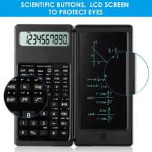 Scientific Calculator With LCD Notepad – 10-Digit Large Display, Foldable Design, Solar & Battery Powered – Ideal For Students, Office, And School Supplies - 黑色 - 查看 1