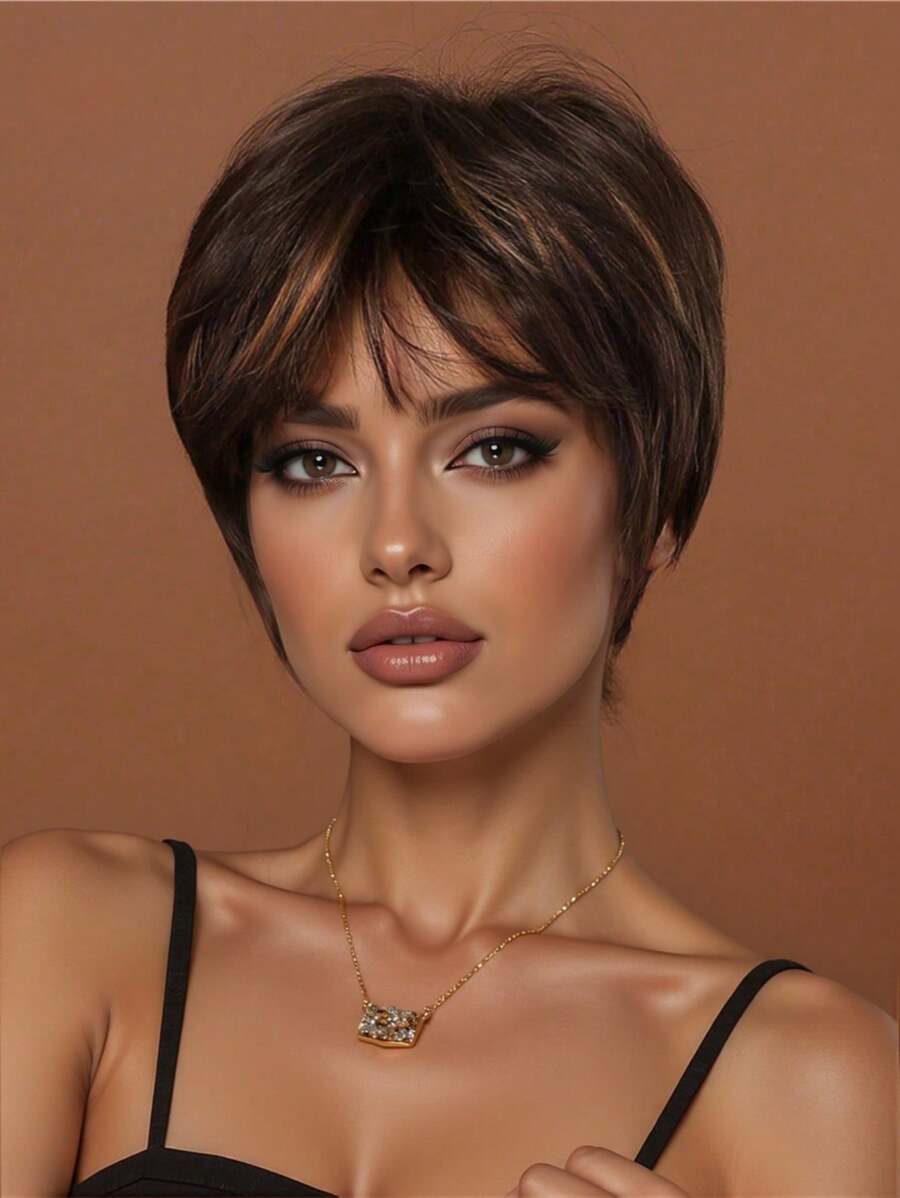 10 Inch Short Straight Wigs Hair Synthetic Heat Resistant Wigs For Women Ripe Refreshing Wigs For Daily Wear