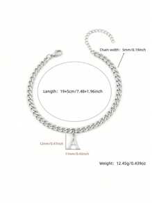 1pc Fashionable & Versatile Men's Titanium Steel 26 Letter NK Curb Chain Necklace