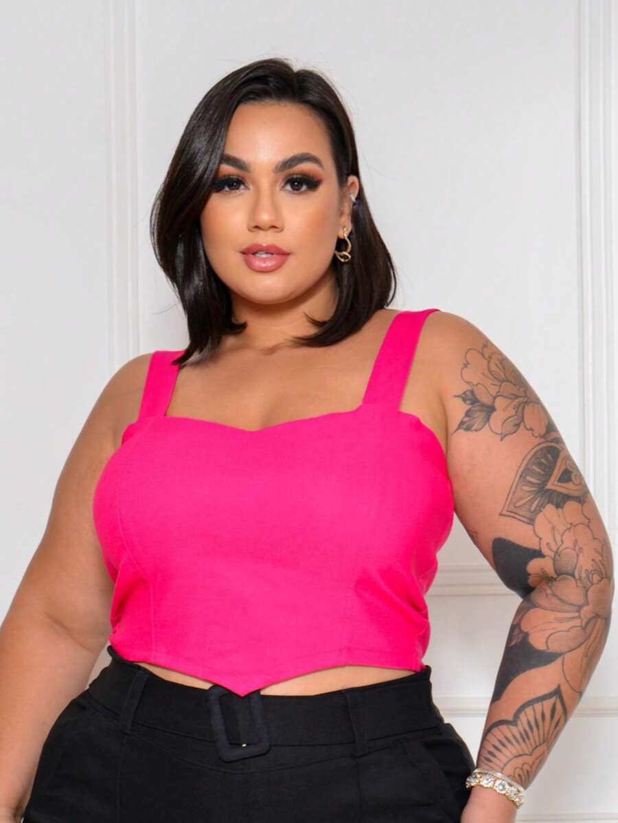 Plus Size Blouses - Màu Hồng Tươi - Xem 1
