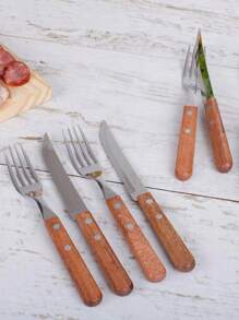 Jogo De Talheres 12 Peças Churrasco com Lâminas em Aço Inox e Cabos de Madeira Natural  - Tramontina - Madeira Natural Cod.22399/030 - Visão 9