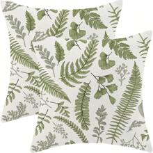 2pcs Spring Pillow Covers Sage Green Wild Flower Decor Throw Pillows Teal Yellow Floral Leaves Plant Seasonal Outdoor Farmhouse Linen Decorative Pillowcases For Couch Bed Sofa