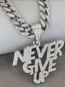 时尚“永不放弃”全水钻嘻哈男士吊坠项链 - 小熊項鍊 - 查看 4