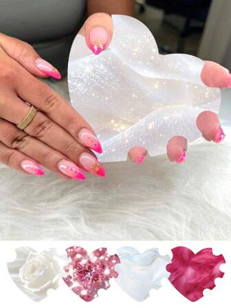 10 pezzi Dischetti a forma di cuore per unghie, carte per esposizione di arte di unghie, accessori per fotografia di unghie fatte a mano, cartone per unghie finte da premere, accessori per salone, strumenti per arte di unghieist, tavole per selfie di manicure