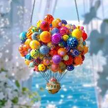 Glam Style Colorful Hot Air Balloon Garden Suncatchers, Acrylic Window Hanging Decor, Multipurpose For Valentine'S Day, Garden & Outdoor Spaces