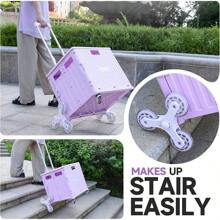 Foldable Rolling Crate For Stair Climbing : Handcart For Shopping Teacher Laundry (Lavender)