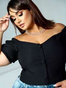 Plus Size Blouses - Negro - Ver 2