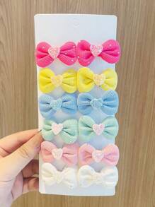 12pcs Multicolor Bow Hair Clips For Girls, Versatile Casual Decorative Hair Clips, Perfect Gift Choice - Multicolor - View 3