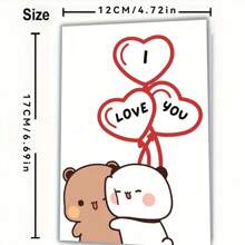 1PC An Interesting Birthday Card, I Love You My Dudu Bear From Bubu Cards, A Creative Greeting Card For Family, Friends, And Colleagues, A Birthday Card With An Envelope, A Unique Birthday Postcard.