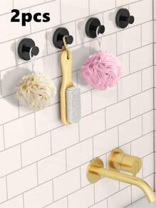 2 stuks bekerhaken voor douche, herbruikbare handdoekhaken voor badkamer, matzwarte douchehaken voor loofah, haken zonder boren, badkamerhaken voor montage op glazen douchedeuren, tegels, spiegels