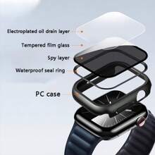 1 件男女款隐私手表壳适用于 40/41/44/45/42/46 毫米防窥超薄玻璃屏幕保护膜轻质保护套保险杠适用于手表系列 10/9/8/7/6/SE/5/4