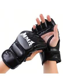 1 pieza Guantes de boxeo para adultos, guantes con media-palma sin dedos con garra de tigre MMA acolchados, ideales para regalos de cumpleaños, Navidad, fiestas