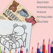 1 本 Cozy Friends 彩色图画书，包含可爱的小熊、青蛙、小狗、鸭子和其他小动物主题图案，可作为生日礼物、返校礼物、复活节礼物、母亲节、妈妈的礼物 - 彩色 - 查看 8