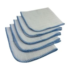Kit com 5 Fraldas De Boca Babete Tecido Duplo Quadriculado 33cm x 33cm Com Bico em Picueta Crochê - Para personalização, bordadeiras, pintar, bordar, dar de presente, customizar - Paninho de Boca Enxoval