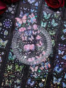 1 Card 6 Butterfly Stickers Crystal Flash Butterfly Laser Waterproof Pet Notebook Bag Diy Gooka Notebook Material Paper Suitable For Hand-Collage Notebook Decoration Family Small Items Decoration For Children Students Classmates Friends Gifts,School Supplies,Back To School