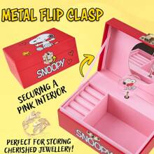 Peanuts Snoopy Musical Jewellery Box Compartments Gift - Red - View 4