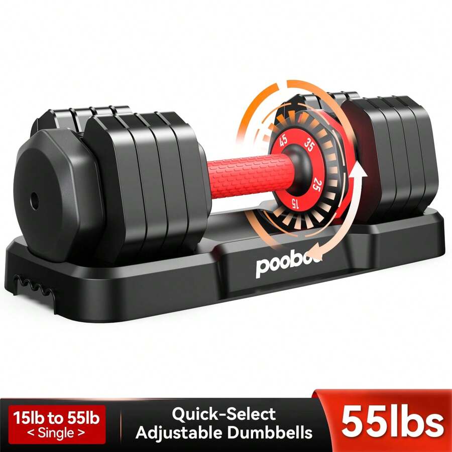 Pooboo 55LB Adjustable Dumbbells 15lb To 55lb Adjustable Dumbbells For Home Gym Exercise Equipment - Single - View 1