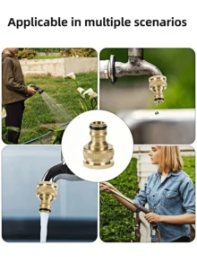 2pcs/4pcs/6pcs Brass Faucet Tap Connector 1/2'' 3/4'' Thread Quick Adapter Washin Machine Gun Fast Connect Fitting Hose 2 In 1 Tap Water Pipe Connect Tap Adapter Spray Nozzle Tool Set - Multicolor - View 5
