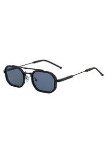 1pc New Retro European And American Square Double-Beam Small Frame Glasses, Casual Party Street Elegant High-Grade Fashion Glasses, Suitable For Daily Wear And Outdoor Activities