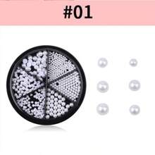 6 Grid 3D Nail Decoration Pendant Alloy Butterfly Shell Seahorse Starfish Pearl Ruby Color Round Beads 3D Metal Pendant Suitable For Nail Art Jewelry Making Technology DIY Nail Charms Nail Gems Nail Supplies