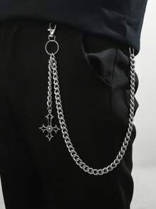 1pc Men's Thick Silver Chain With Red Cross Pendant, Suits With Casual Pants, Trousers, And Jeans - Black - View 15