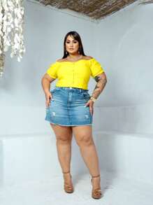 PLUS SIZE BEGALINE CROPPED BLOUSE PLUS SIZE 46 To 52 - Yellow - View 6