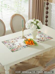 1pc 100% Polyester Table Runner, Elegant Colorful Digital Printed Butterfly & Flower Pattern, Suitable For Spring/Summer, Can Be Used As Kitchen/Dining Table Decor, Microwave Oven Cover, Home Decoration Dresser Scarf, Placemat, Picnic Mat For Indoor/Outdoor, Party/Wedding, Various Sizes Available - Multicolor - View 9