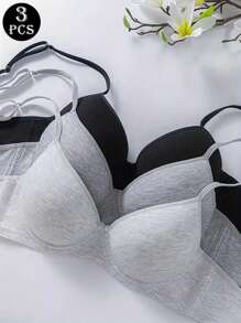 3 Packs Solid Push Up Bra Soft Cup Lingerie Comfortable Bralette