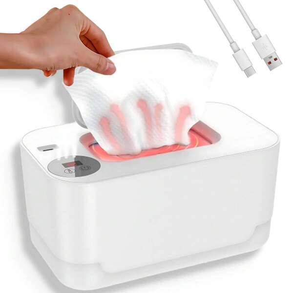 SHIXIONG Calentador de Toallitas Humedas Portatil, Calienta Toallitas Humedas con Luz Nocturna, Calentador Toallitas Humedas con Ajuste de Temperatura, Gran Capacidad, Muy Adecuado para Viajes Familiares.