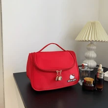 Sanrio 1pc Saniro Large Capacity Cosmetic Bag, Polyester Makeup Organizer, Portable Handle Design, Unscented, With Travel And Daily Use - Multicolor - View 2