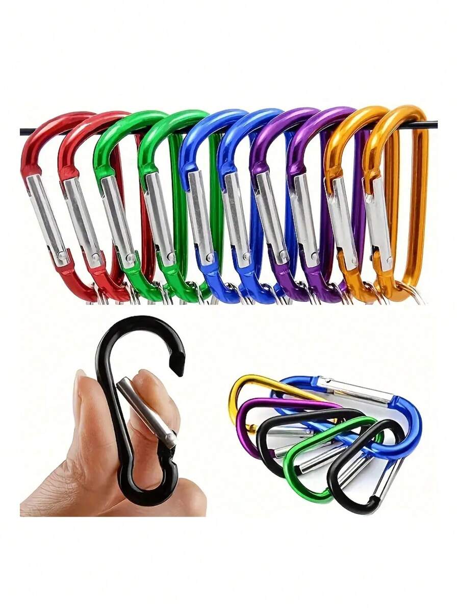 5-1pc Outdoor Sports Multicolor Aluminum Alloy Safety Buckle Keychain Climbing Button Climbing Button Carabiner Camping Hiking Hook, Multi-Purpose Keychain Clips For Home, Camping, Hiking, Traveling Accessories, Multi-Color Optional, Accessories, Keyring Function(Black Gourd Shaped)