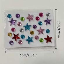 2/4/6 Pieces Mini Hearts & Stars Rhinestone Decals - Vibrant Acrylic Floral Appliques For Makeup, Eye Makeup Embellishments And Crafts - Ideal For Jewelry Making!