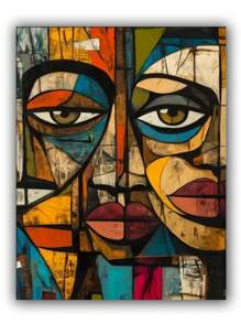 1 Stück DIY 5D Voll-Bohrung Rund-Diamant Malerei Set, modernes abstraktes Kunst Motiv einer afrikanischen Frau, Acryl PMMA Strass Stickerei Kreuzstich Kunsthandwerk für Wanddekoration