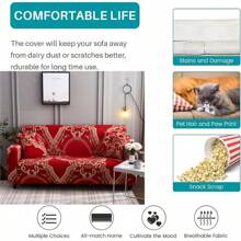 1 husă de canapea elastică din mătase lapte, cu imprimeu floral vintage și frunze, pentru canapea, potrivită pentru animale de companie, pentru toate anotimpurile, pentru dormitor, birou, sufragerie, decor pentru casă, moale și respirabilă, față de pernă gratuită (insertul de pernă nu este inclus)