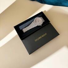DAYAND NIGHT [DAYAND NIGHT] Luxury Women Gold Color Fully Rhinestone Encrusted Watch, Suitable For Parties, Galas Or Daily Wear. Perfect Gift For Valentine's Day, Anniversary Or Birthday