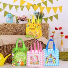 Easter Rabbit Non-Woven Bags Cartoon Bunny Egg Cookie Candy Gift Packaging Bags Shopping Bag Spring Easter Party Decoration Birthday Party Supplies