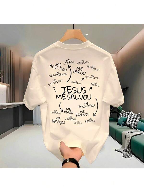 Camiseta Streetwear Masculina 100% Algodão Estampada Jesus Me Salvo Camisa Unissex Premium
