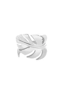 1 Pc Stainless Steel Leaf Shaped Open Ring, Suitable For Daily Wear