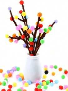 100/200/300pcs Macaroon Coloured Twisted Stick DIY Toys Twisted Stick Cartoon Wool Mixed Colours Randomly - Multicolor - View 3